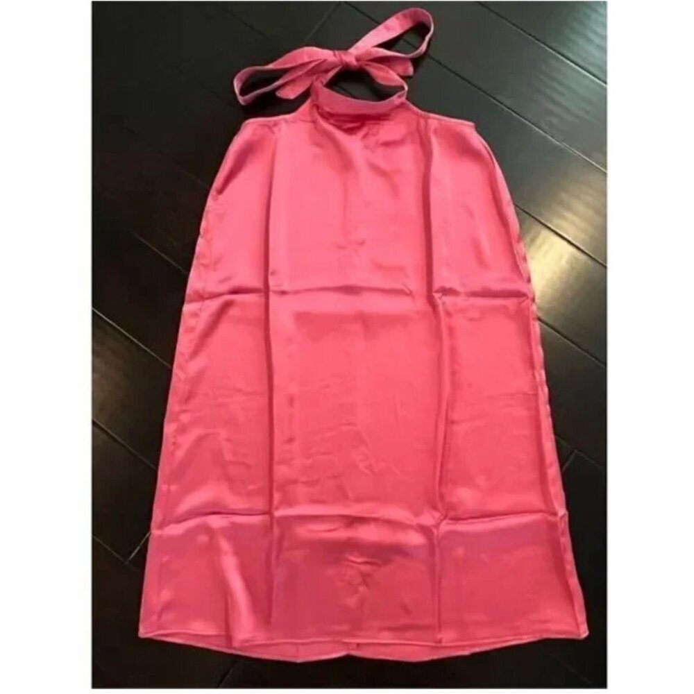 Cutout Satin Charmeuse L Midi Skirt Hot Pink Side Slits Waist Tie By WeWoreWhat - Picture 5 of 6